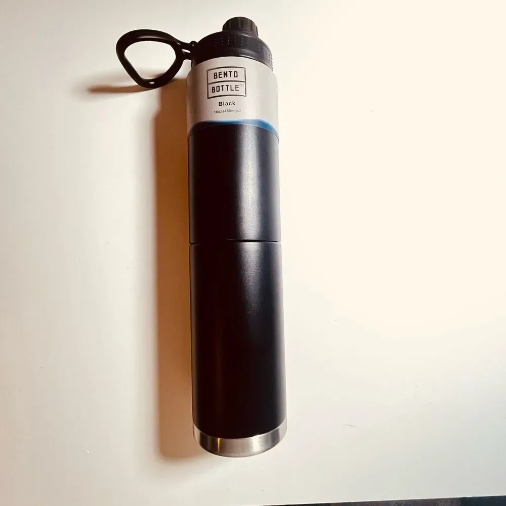 Bento Bottle Black Modular Dual-compartment 32 Fl oz water bottle BPA Free